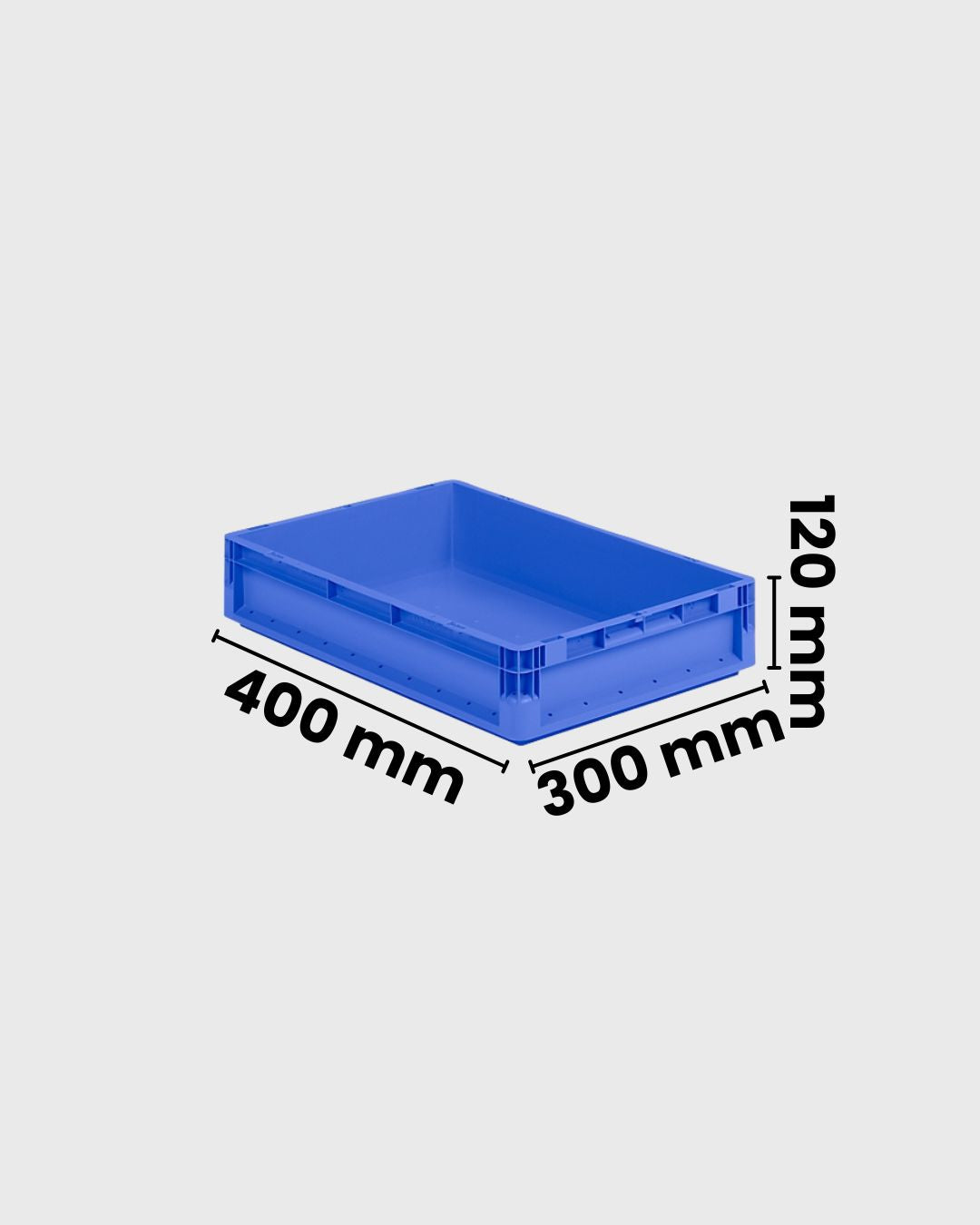 Euro Box Leichtbehälter ELB 4120 weißer Hintergrund Farbe: blau mit Maßen
